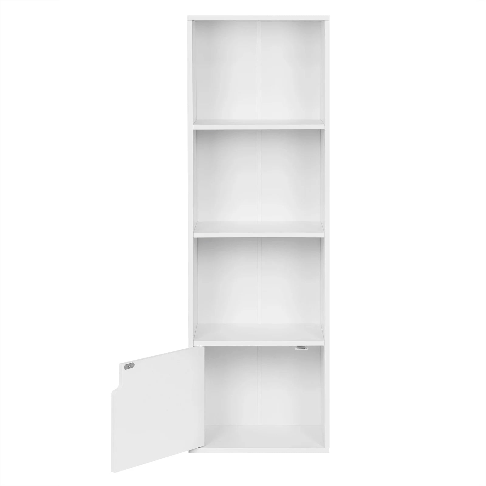 Bücherregal mit 4 Fächern und 1 Tür, Stehender Aufbewahrungsschrank, Würfelregal 34 x 106 x 24 cm