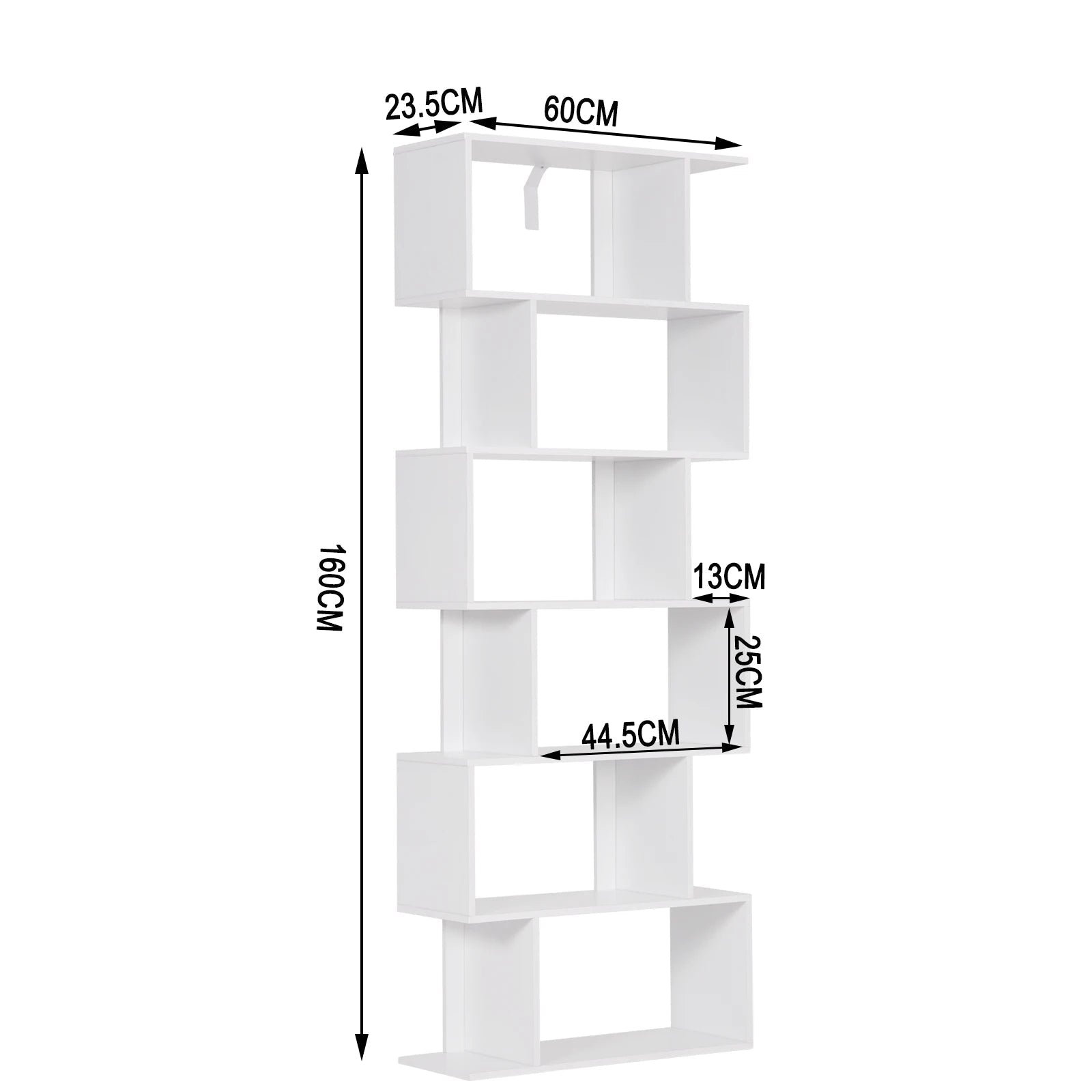 Hohes Bücherregal mit 6 Fächern, Freistehendes Standregal aus Holz, Modernes Aufbewahrungsregal 60 x 23,5 x 160 cm