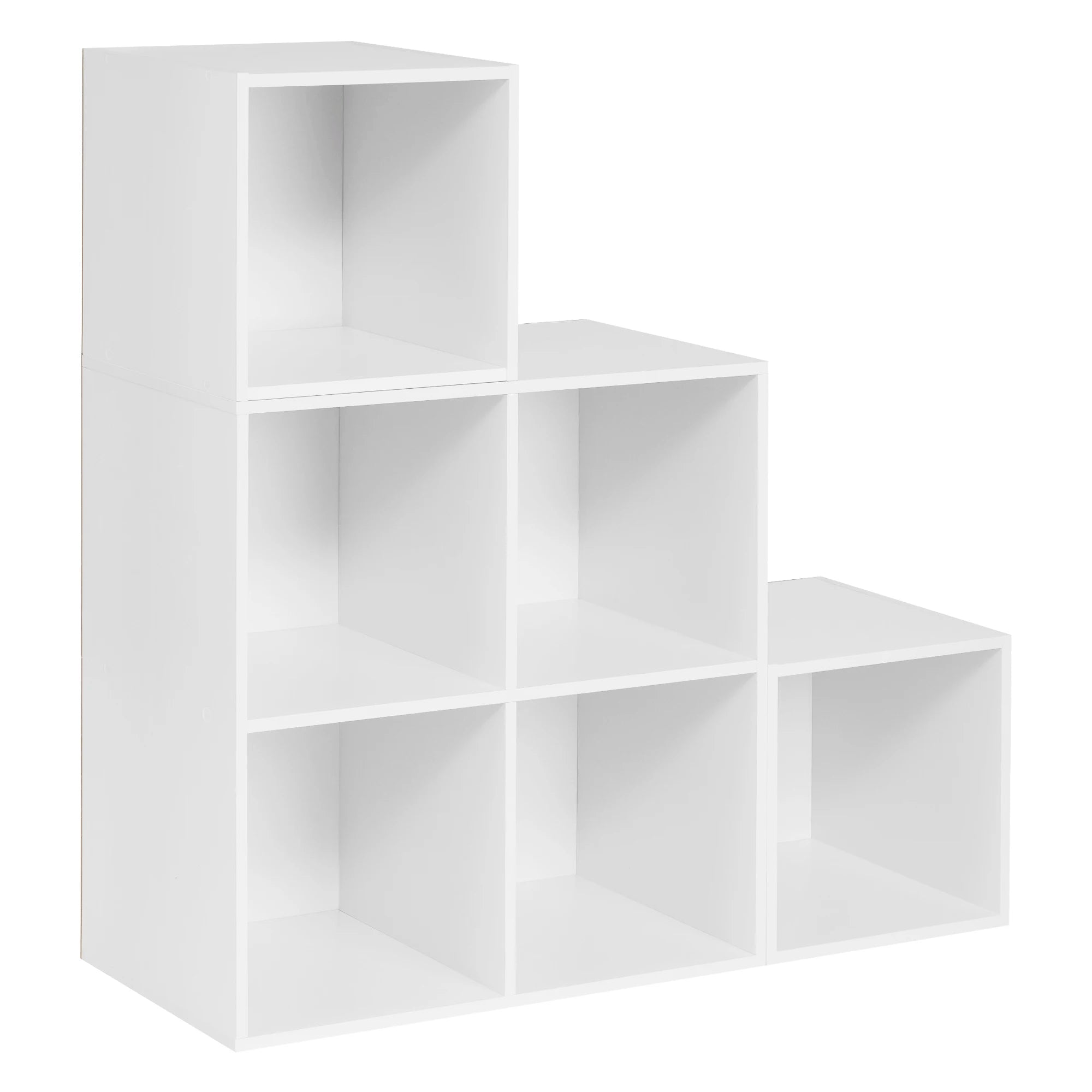 Stehendes Bücherregal mit 6 Fächern, Würfelregal aus Holz, Aufbewahrungsregal 90 x 90 x 30 cm, Weiß/Helle Eiche