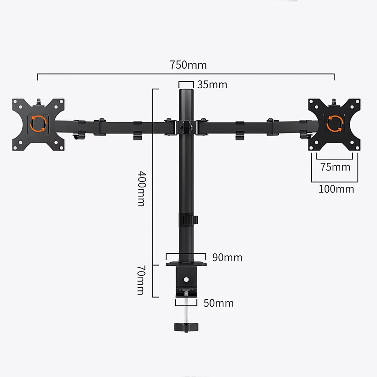 Dual-Monitor-Halterung mit Laptop-Arm, 360° Drehbar, Höhenverstellbar, Monitorständer für 10–30 Zoll Bildschirme