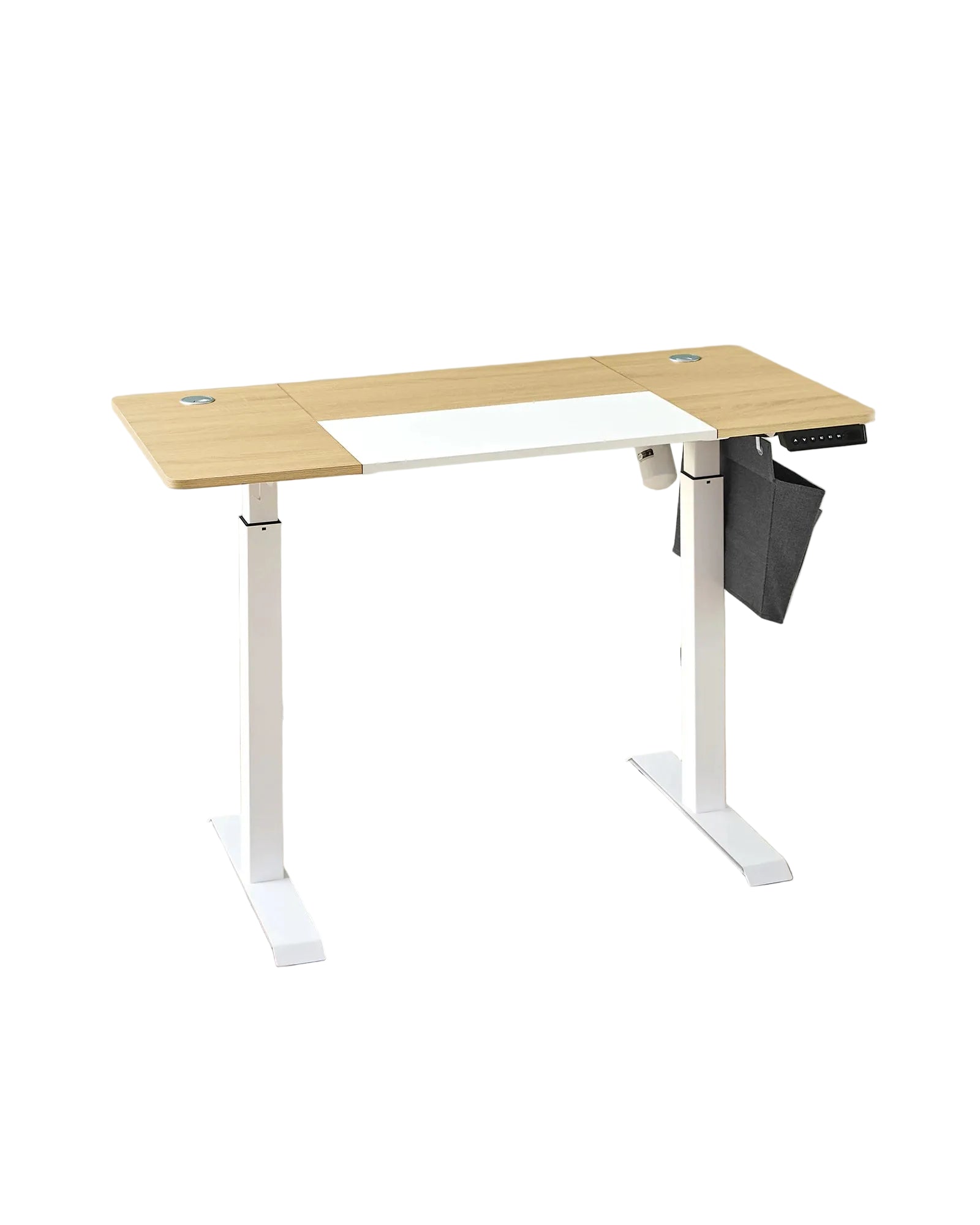 Elektrisch Höhenverstellbarer Schreibtisch 120/140/160 cm, Computertisch mit Memory-Funktion, Stoff-Organizer, Kabelmanagement und Haken