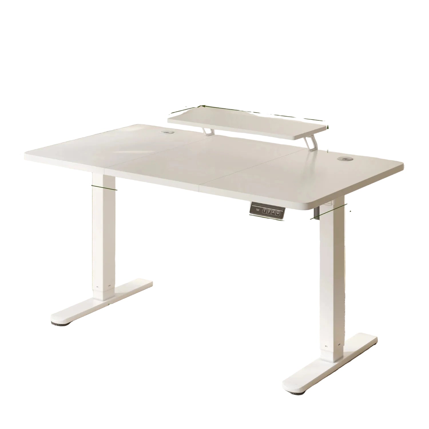 Elektrisch Höhenverstellbarer Schreibtisch 160 × 70 cm mit Monitorständer, Sitz-Steh-Schreibtisch für Büro und Home Office, Weiß