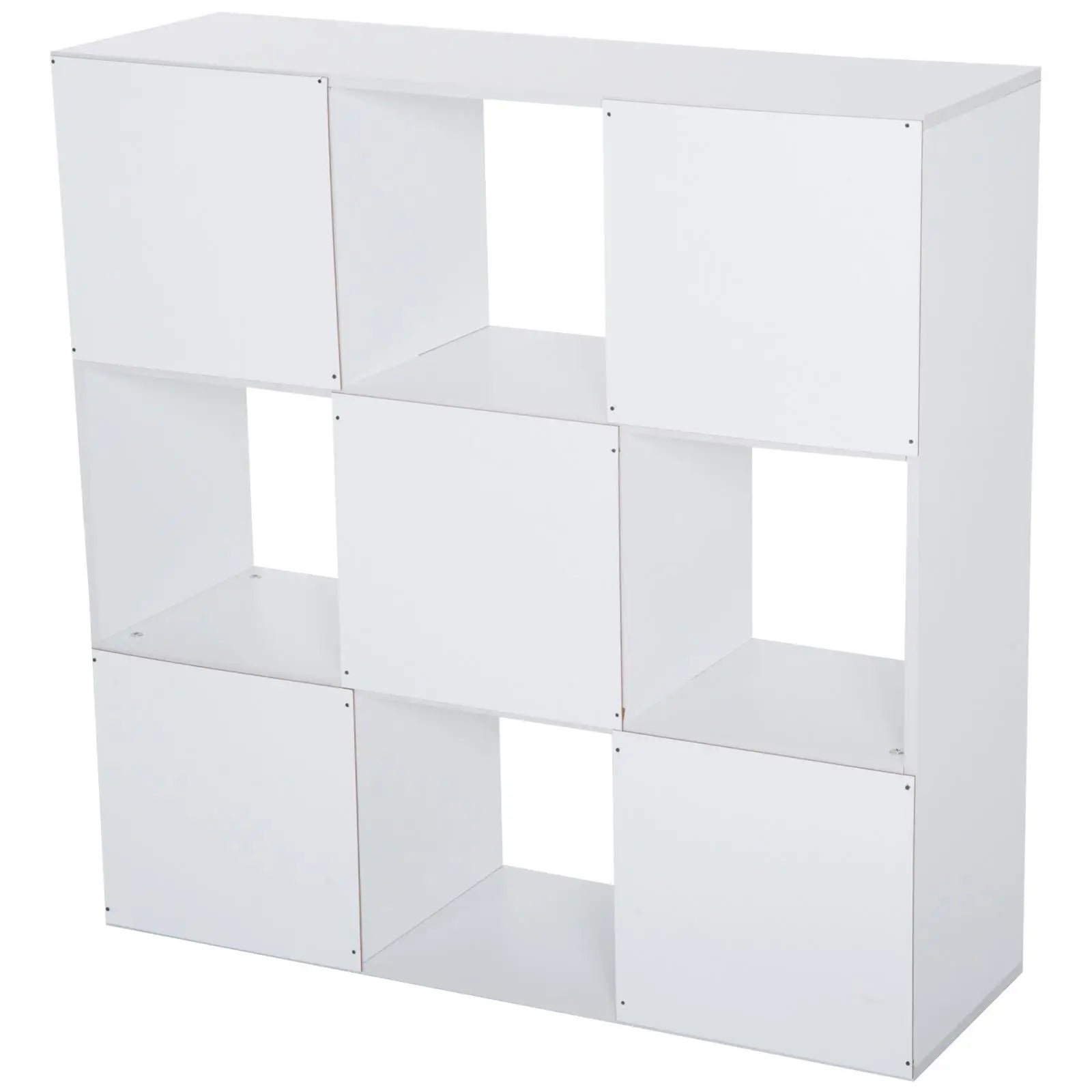 3-stufiges Bücherregal mit 9 Würfelfächern, Freistehendes Aufbewahrungsregal aus Spanplatte, Weiß, 91,5 x 29,5 x 91,5 cm